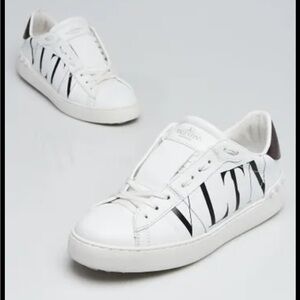 Valentino White Sneakers with Black Detailing